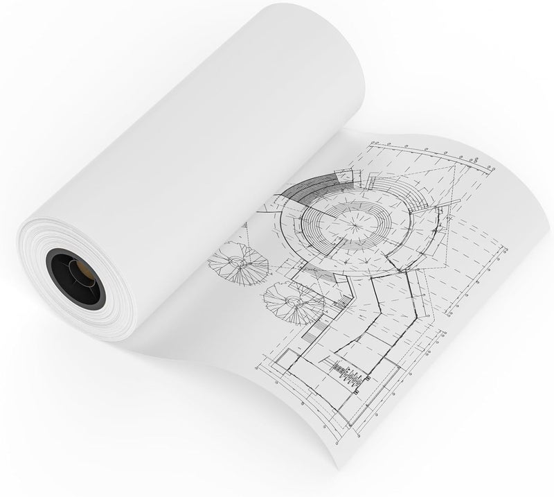MFLABEL ورق طباعة عريض 24" × 150' ورق طابعة 1 رول CAD Bond 20lb 2" نواة لطباعة CAD على طابعات نفث الحبر العريضة - Image 1